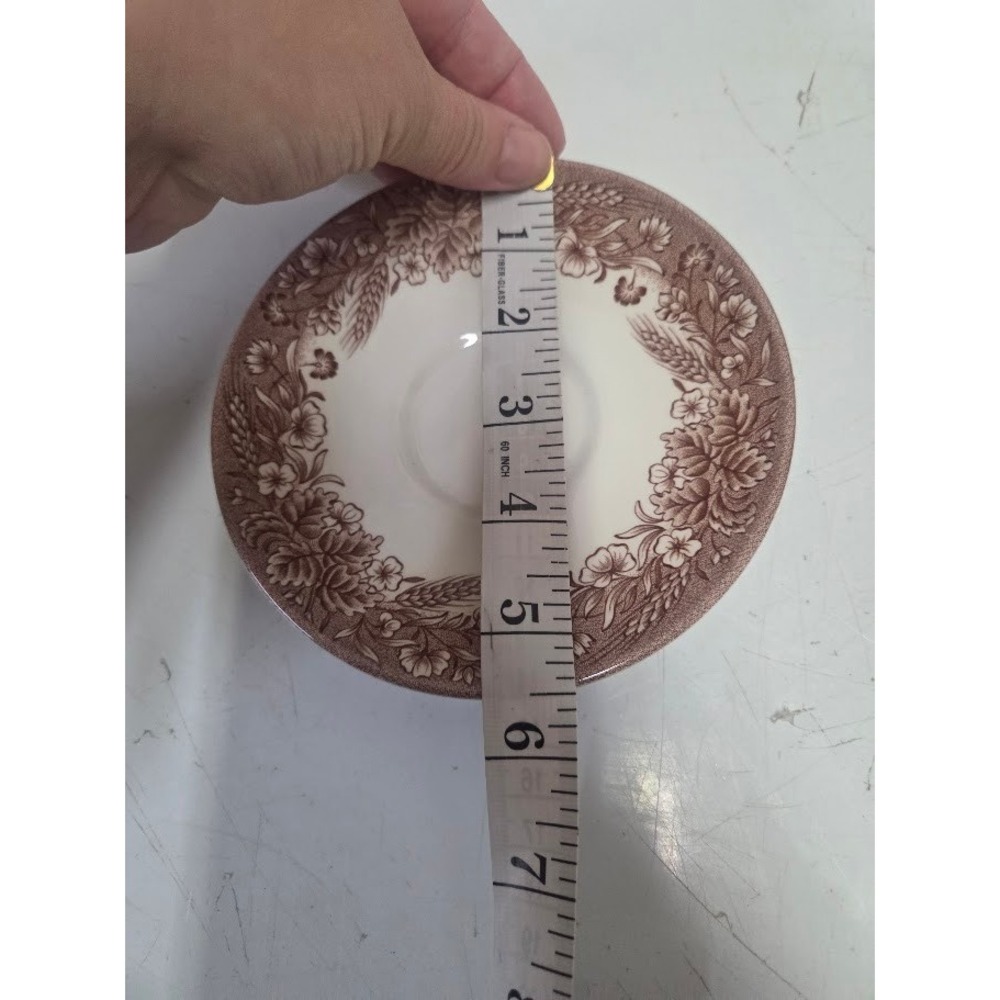 Churchill England Brown Transferware Tea Cup and Saucer Set Village Scene - Picture 8 of 8